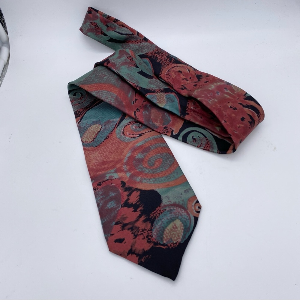Oscar de la Renta Couture Abstract Men's Tie 100% Silk Necktie 1980s Luxury